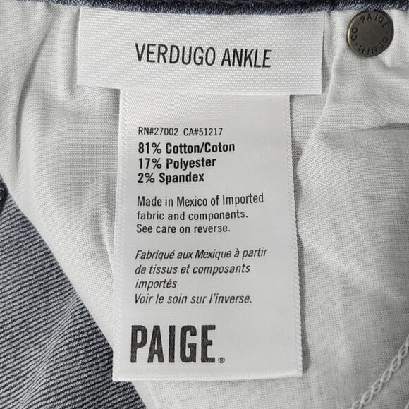 2/$20 Paige Verdugo Greystone Ankle Jeans Size 27 Raw Hem Distressed Flawed - Picture 6 of 8